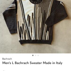 Bachrach Men's Crewneck Sweater - Black, Gray, and Cream Pattern